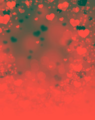 Red hearts background. Blurred hearts Background Valentine's Day. Vintage hearts background. 