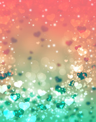 Red hearts background. Blurred hearts Background Valentine's Day. Vintage hearts background. 