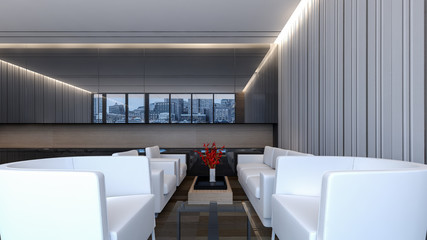 Modern lobby lounge / 3D rendering