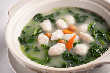 The soup fish ball with Vegetables