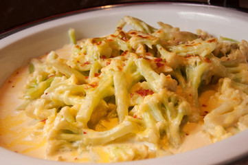 The cream cheese baked organic broccoli