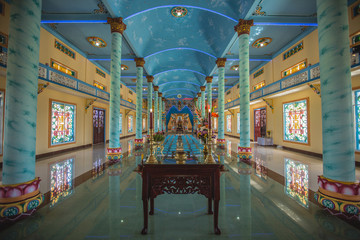 Inside cao dai temple