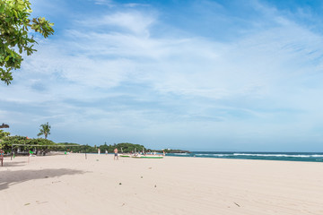 Sea morning panorama. Tropical horizontal composition. Bali island, Indonesia.