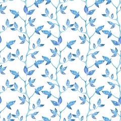 Thin branches. Background with monochrome leaves. Seamless pattern 2 
