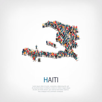 People Map Country Haiti Vector