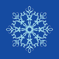 Beautiful snowflake on a blue background.