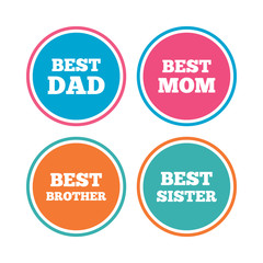 Best mom and dad, brother, sister icons.