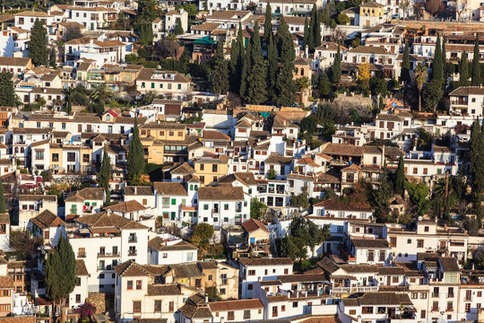 Albaicin neighborhood in Granada, view from the Alhambra.