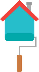 Roller brush painting house