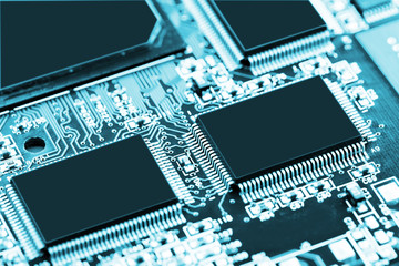 Computer motherboard closeup