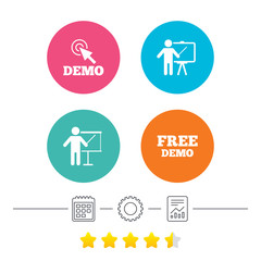 Demo with cursor icon. Presentation billboard.