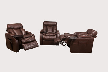Brown chair made of genuine leather