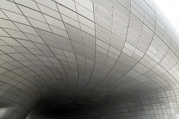 Detail of the futuristic Dongdaemun Design Plaza's (DDP) roof in Seoul, South Korea.
