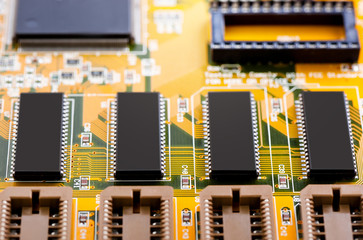 Computer motherboard closeup