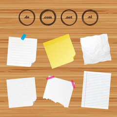 Top-level domains signs. De, Com, Net and Nl.