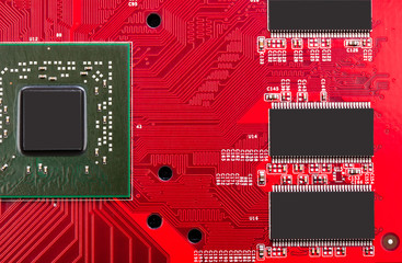 Computer motherboard closeup