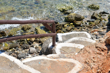 Staircase on the coast of Cretan Sea.