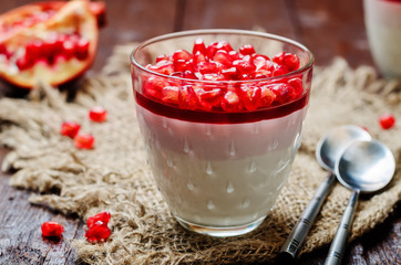 Pomegranate mousse in a glass