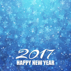 Vector 2017 Happy New Year background. Falling snow texture