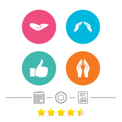 Hand icons. Like thumb up and insurance symbols.