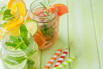 Selection of infused water for detox