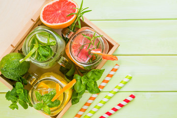 Selection of infused water for detox