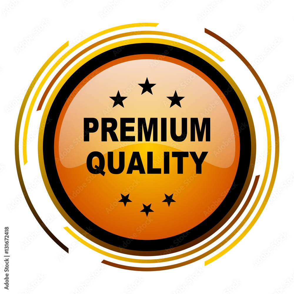 Aufkleber Premium quality sign vector icon. Modern design round orange button isolated on white square background for web and application designers in eps10.