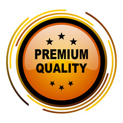 Premium quality sign vector icon. Modern design round orange button isolated on white square background for web and application designers in eps10.