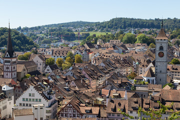 Fototapeta na wymiar Ancient city Schaffhausen, Switzerland. Top view .