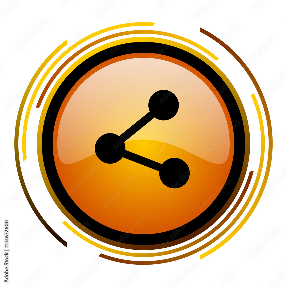 Aufkleber sign vector icon. Modern design round orange Share button isolated on white square background for web and application designers in eps10.