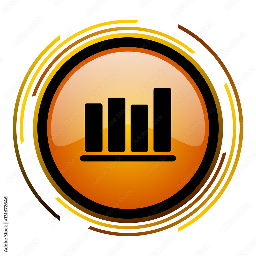 Poster Diagram sign vector icon. Modern design round orange button isolated on white square background for web and application designers in eps10.