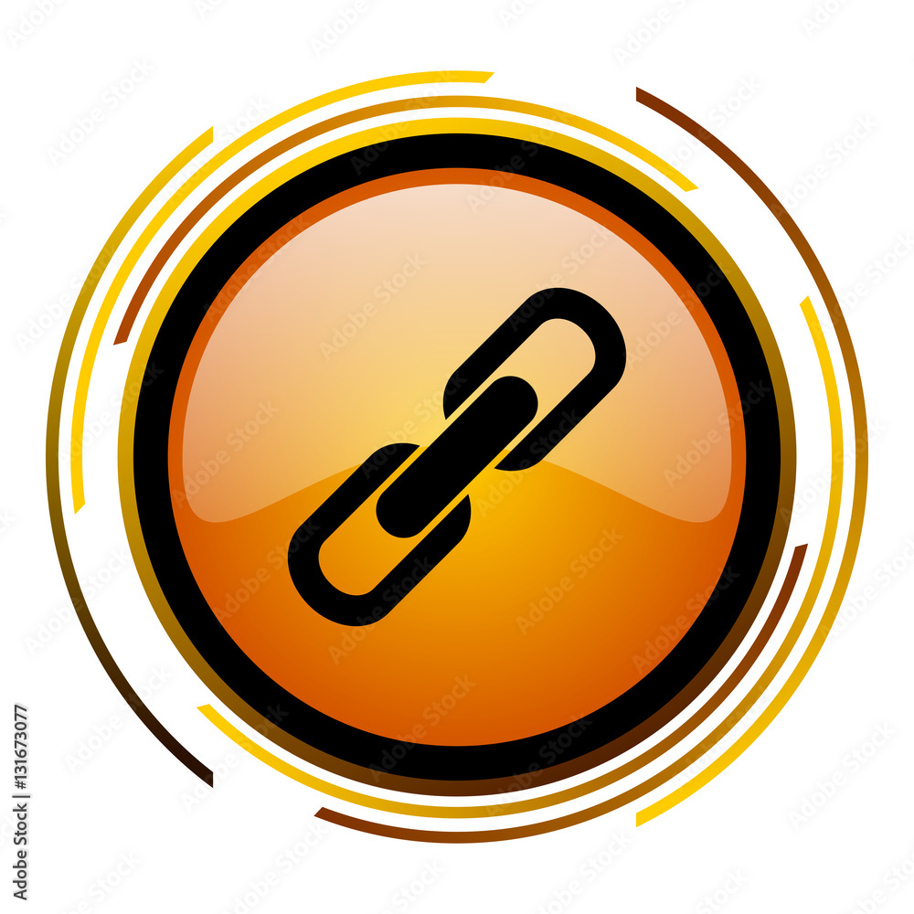 Fototapete Chains sign vector icon. Modern design round orange button isolated on white square background for web and application designers in eps10.