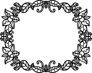 Abstract decorative frame with leaves and flowers. Vector illustration.