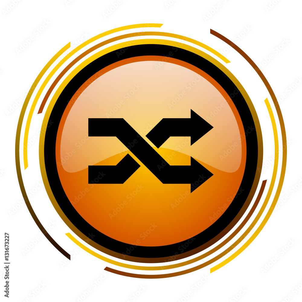 Poster Arrows sign vector icon. Modern design round orange button isolated on white square background for web and application designers in eps10.