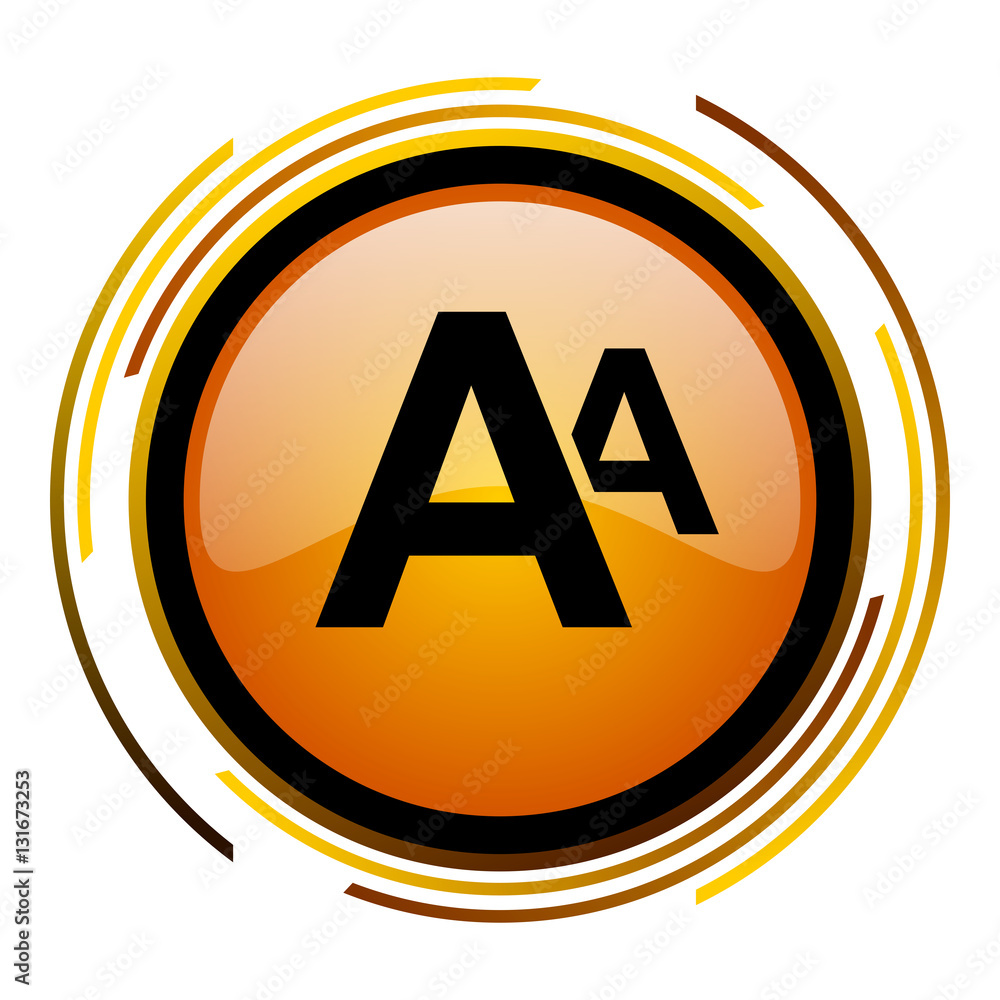 Aufkleber Letter A sign vector icon. Modern design round orange button isolated on white square background for web and application designers in eps10.