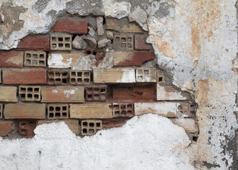 Destroyed Concrete and Brick wall