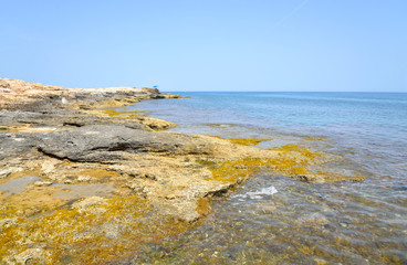 Fototapeta na wymiar Rocks on the coast of Cretan Sea.