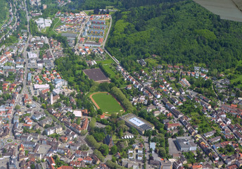 aerial view of the urban city landscape of Lahr, Baden Germany