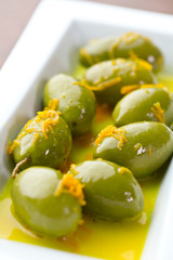 set of finger food - olives in brine