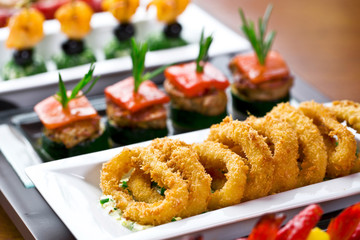 set of finger food - breaded squid rings