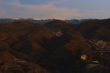 Sunrise over Tabernas Desert in Spain