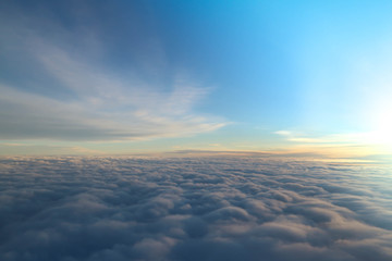 Fototapeta na wymiar Beautiful photo from an airplane window. Sky and clouds