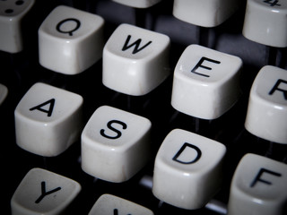 Closeup of vintage typewriter keyboard
