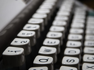 Closeup of vintage typewriter keyboard