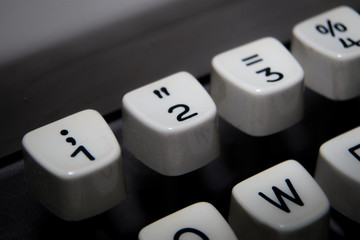 Closeup of vintage typewriter keyboard
