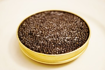A tin of black sturgeon caviar - obrazy, fototapety, plakaty