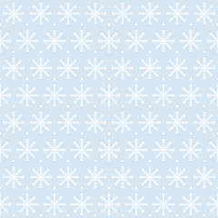 Snowflake pattern with snow spots. Seamless vector winter backgr
