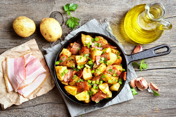 Roasted potato in frying pan