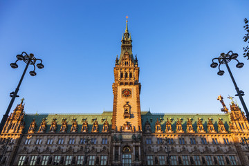 Fototapeta na wymiar Old City Hall on Rathausmarkt in Hamburg