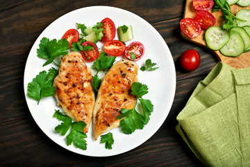 Grilled chicken breast, top view